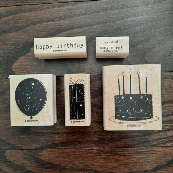 Stampin' Up! Birthday Whimsy Wood Mounted Rubber Stamp Set - Picture 2 of 4